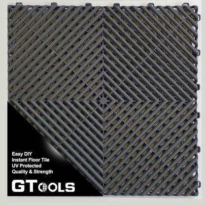 GTools Range of Garage Floor Tiles 400 series Ribbed Garage Floor Tile Instant DIY Box of 15