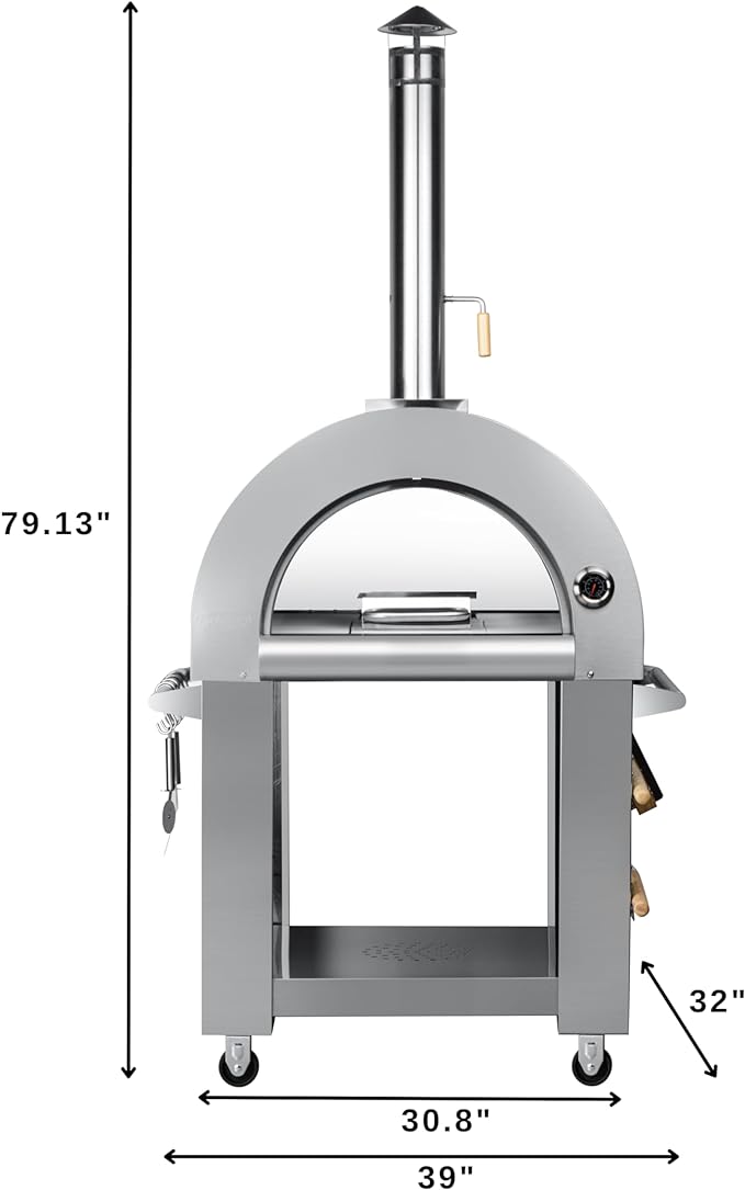 32 in. Pizza Oven, Gas Pizza Oven, Outdoor Oven in Stainless-Steel