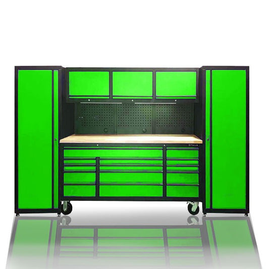 10 Feet Steel Rolling Tool Chest Workbench With Wood Top Set Custom Green