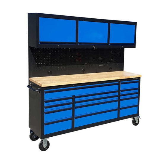72 Inch Workbench Tool Chest Combo with Mega Drawer In Blue